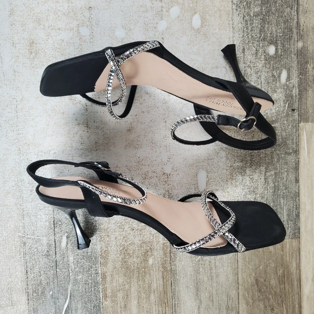 Touch Ups By Benjamin Sunny Womens Sandals‎ Sz 11 Black Ankle Strap Flare Heel